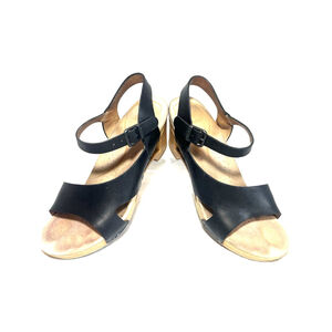 Dansko Tasha Black Leather Slingback Wedge Clog Sandals size 39 Us size 8.5-9